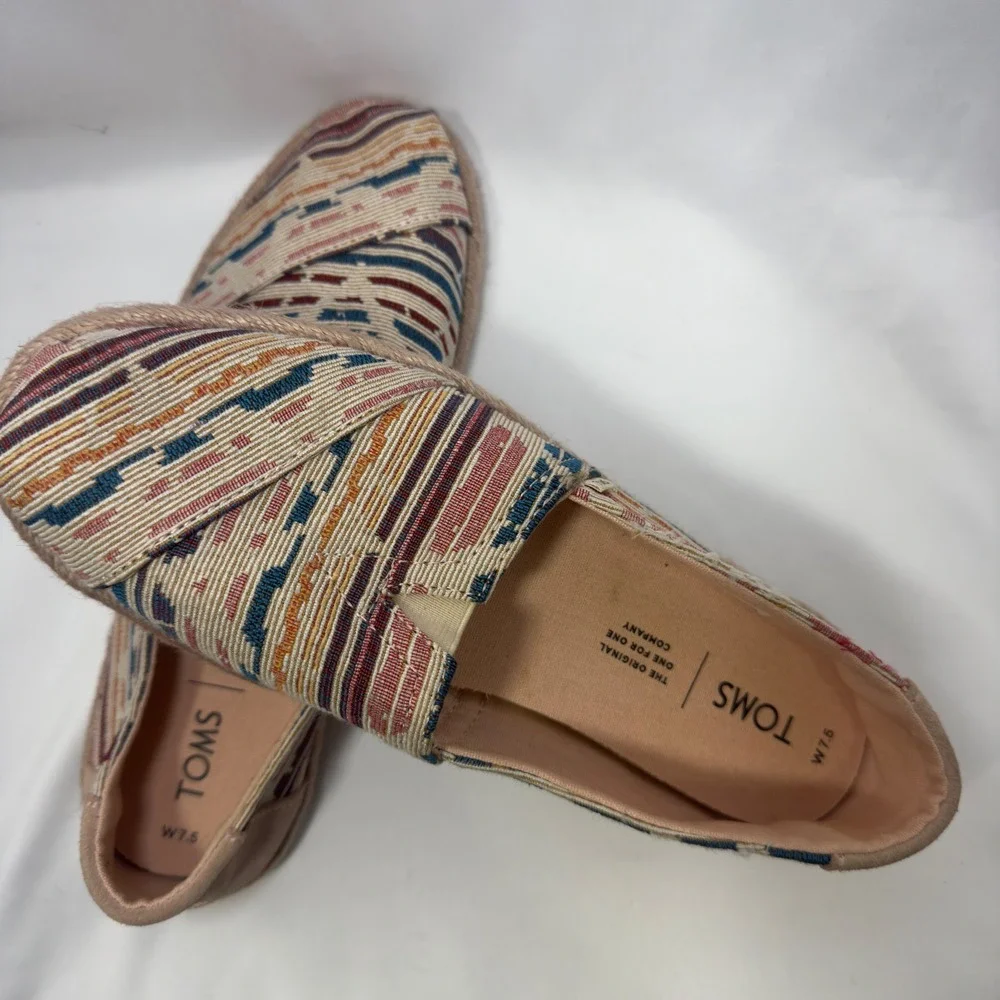 TOMS Women's‎ Espadrille Slip On Shoes Multi Color Woven Size 7.5
